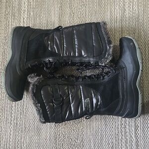 North Face Black Suede Faux Fur Women Shellista Over The Calf Snow Boots Size 8